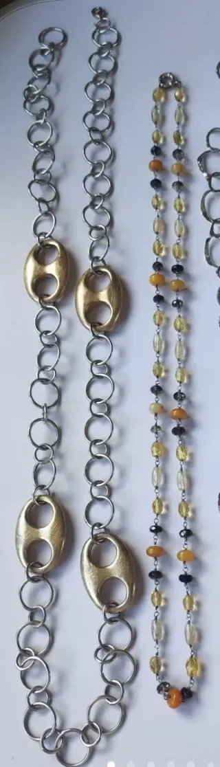 Collares Plata Ley Con Piedras Doradas