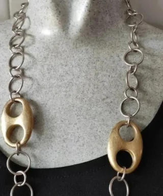 Collares Plata Ley Con Piedras Doradas