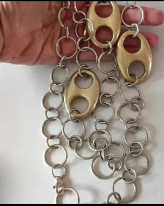 Collares Plata Ley Con Piedras Doradas