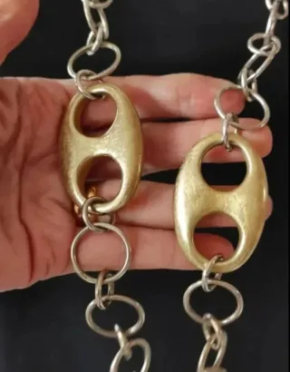 Collares Plata Ley Con Piedras Doradas