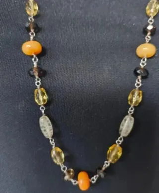 Collares Plata Ley Con Piedras Doradas