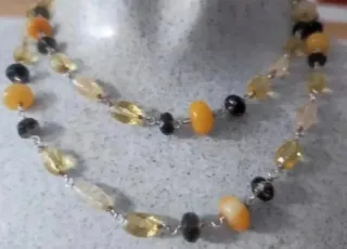 Collares Plata Ley Con Piedras Doradas