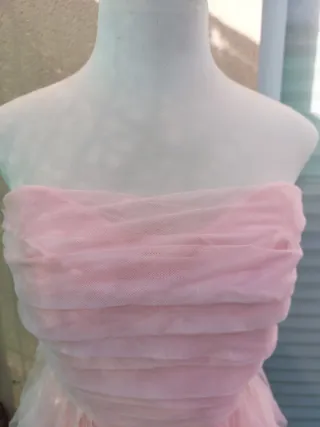 Vestido rosa tul volantes XL