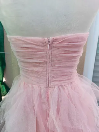 Vestido rosa tul volantes XL