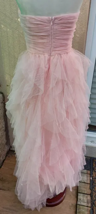 Vestido rosa tul volantes XL