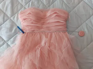Vestido rosa tul volantes XL