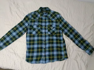 Camisa Lee cuadros azul y verde Talla M-L