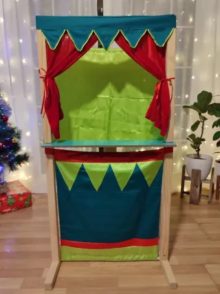 Teatro de títeres de madera doble cara