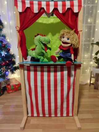 Teatro de títeres de madera doble cara