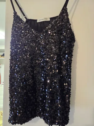 Top lentejuelas negro