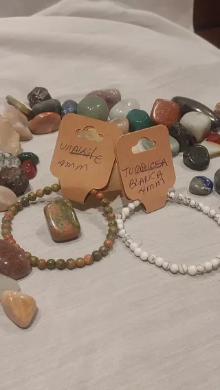 Pulsera Unakite y Turquesa Blanca 4mm
