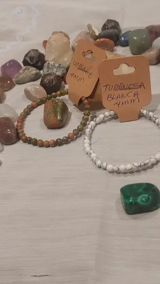 Pulsera Unakite y Turquesa Blanca 4mm