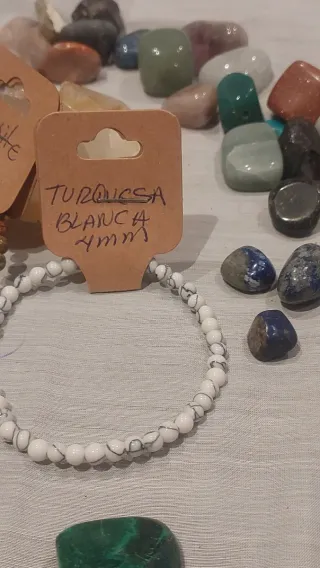 Pulsera Unakite y Turquesa Blanca 4mm