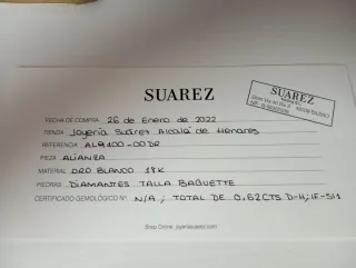 Anillo 18k con diamantes SI1 corte bagette