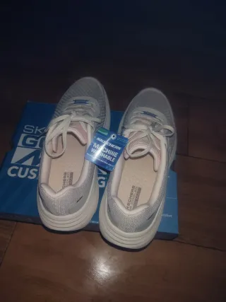 Zapatillas Skechers Mujer Talla 40 Gris/Rosa