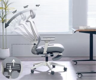 Silla ergonómica con reposapiés y reposa cabeza