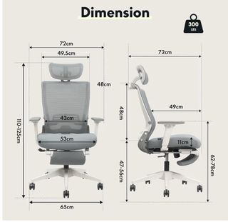 Silla ergonómica con reposapiés y reposa cabeza