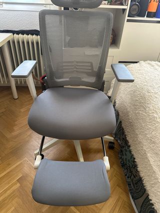 Silla ergonómica con reposapiés y reposa cabeza
