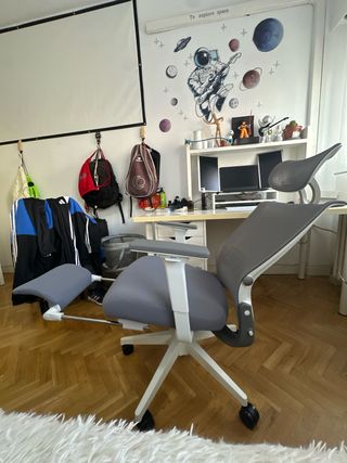 Silla ergonómica con reposapiés y reposa cabeza