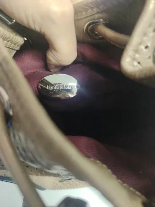 Bolso Bimba y Lola Beige y Negro Perforado