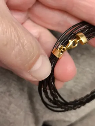 Pulsera TOUS original cuero marrón y oro