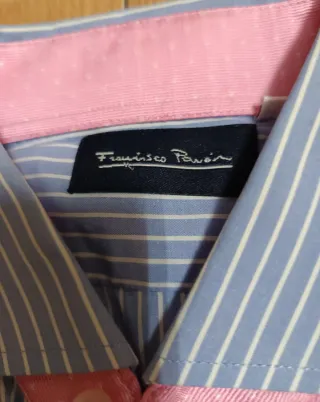Camisa Francisco Pavon Rayas Azul y Rosa Talla M