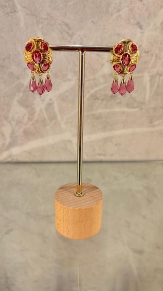 Pendientes Oro 18kl con Chupones Rosas