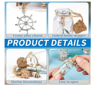 12 Bottigline Vetro Mare Sabbia Conchiglie