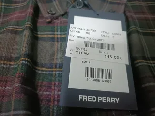 Camisa Fred Perry Talla S Cuadros