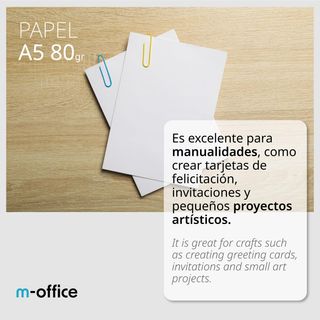 Paquete Folios A5 80gr, Paquete de 500 hojas, Pape