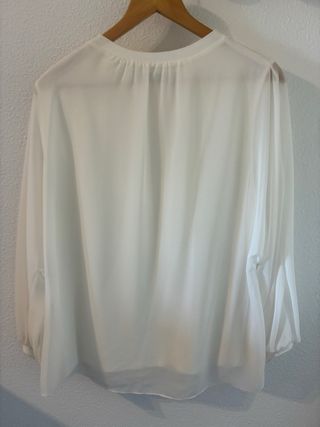 Blusa Zara Gasa Blanca Talla XL