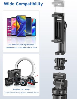 190cm Tripode para Movil, Extensible Trípode Profe