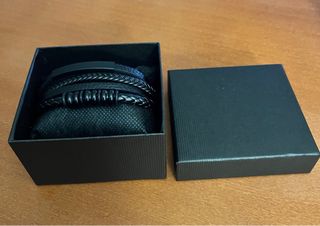 Pulsera Elegante Hombre Cuero Negro