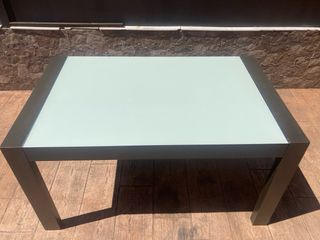 Mesa de salón extensible cristal y madera