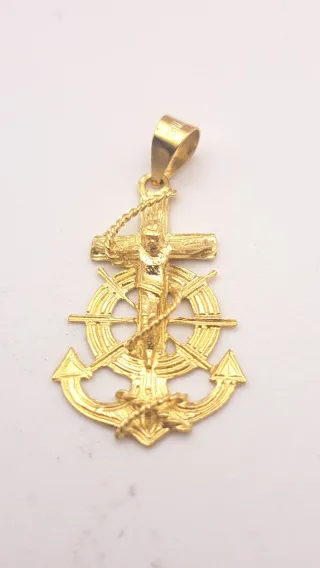 Colgante Cruz Ancla Oro 18k