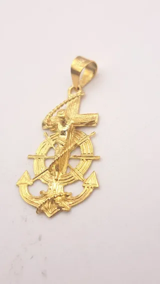 Colgante Cruz Ancla Oro 18k