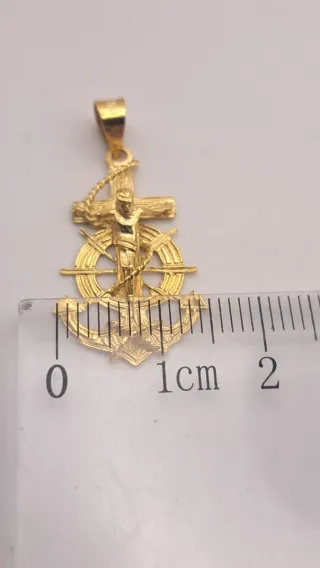 Colgante Cruz Ancla Oro 18k