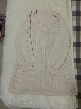 Vestido Shein punto trenzado blanco talla única