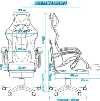 Silla Gaming Ergonómica Azul con Reposapiés