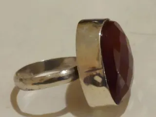 Anillo Plata 925 con Piedra Roja. Talla 14