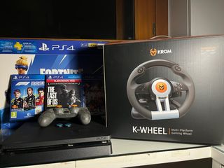 Consola PS4 + 3 Juegos + Mando + volante y pedales