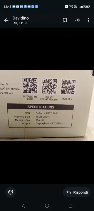 Scheda Video MSI GeForce RTX 5080