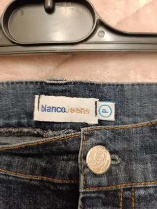 Falda midi vaquera Blanco con tachuelas