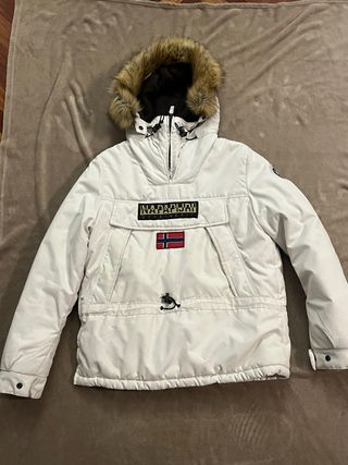 Abrigo Napapijri Blanco con Capucha y Pelo