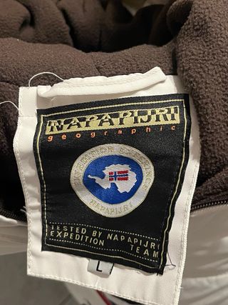 Abrigo Napapijri Blanco con Capucha y Pelo