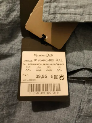 Camisa Massimo Dutti Hombre XXL Azul