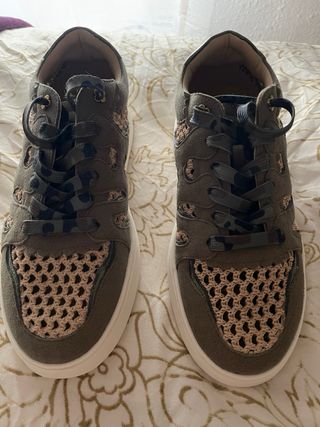 Zapatillas Noa Harmon Piel Beige/Verde