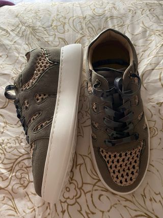 Zapatillas Noa Harmon Piel Beige/Verde