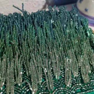 Bolso Zara Flecos Verde y Plateado