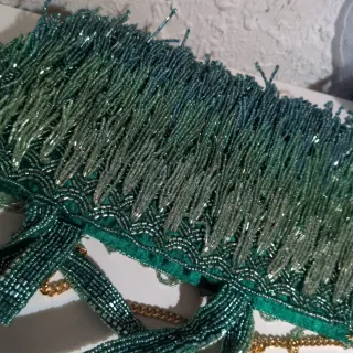 Bolso Zara Flecos Verde y Plateado